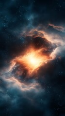 Wall Mural - a stunning spiral galaxy exhibiting vibrant blue and orange cosmic colors, capturing the imagination