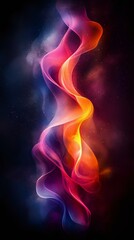 Wall Mural - a vibrant abstract artwork featuring flowing waves of pink, orange, and blue, evoking a sense of mov
