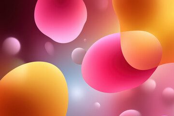 Poster - A colorful background with pink and orange circles. The background is a mix of pink and orange colors
