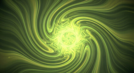 Fototapete - Abstract Spiral Green Light Energy Swirl Fractal Design Illustration, Glowing Background, Vortex, Digital Art.