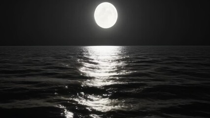 Wall Mural - Full moon over ocean
