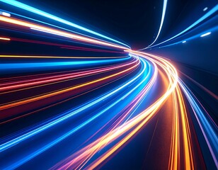 Wall Mural - colorful light streaks in a tunnel