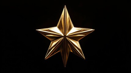 Aufkleber - Close-up of a gold, five-pointed star against a black background.