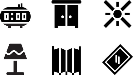 Fototapete - Modern  Rounded Filled Bedroom Icon Set