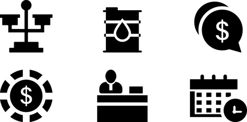 Fototapete - Modern Rounded Filled Business Icon Set