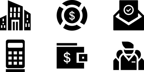 Fototapete - Modern Rounded Filled Business Icon Set