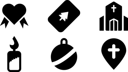 Fototapete - Modern Rounded Filled Christmas Icon Set