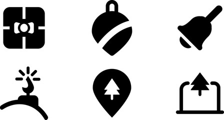 Fototapete - Modern Rounded Filled Christmas Icon Set