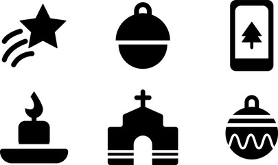 Fototapete - Modern Rounded Filled Christmas Icon Set