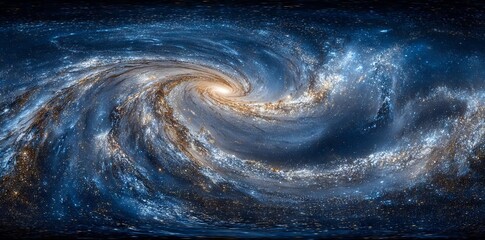 Wall Mural - the background is a 360-degree space scene with nebula and stars, utilizing equirectangular projecti