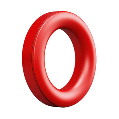 Aufkleber - A vibrant red, three-dimensional torus, appearing smooth and glossy, is centrally positioned against a stark black background