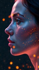 Poster - A close-up shot of a woman with glitter on her face
