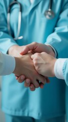 Poster - Two people shake hands, a symbol of agreement and partnership