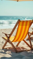 Poster - Two beach chairs under an umbrella on a sunny day