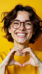 Poster - A woman forms a heart shape with her hands
