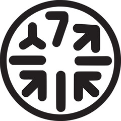 Fototapete - A black circle containing four directional arrows pointing inward on a white background illustration
