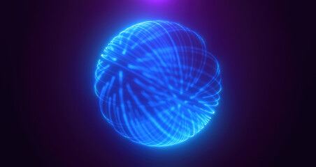 Poster - A glowing blue energy sphere made of interconnected light lines, floating in a dark background, evoking futuristic technology and digital concepts