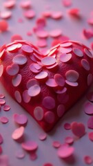 Aufkleber - A bright red heart surrounded by colorful confetti, ideal for Valentine's Day or anniversary celebrations