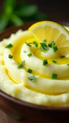 Poster - Freshly made mashed potatoes served with a squeeze of citrusy lemon juice