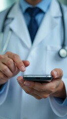 Aufkleber - A person holding a cell phone with attention focused on the screen