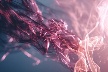 Fototapete - Abstract background of flowing smoky shapes in pink and black creating a mysterious and dreamy atmosphere, perfect for artistic and modern visual designs.