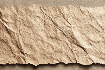 Poster - A textured beige paper with a wrinkled surface, creating a vintage or rustic look, with rough edges and a neutral background, ideal for craft projects or design overlays.