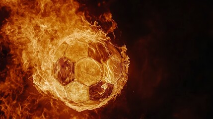 Aufkleber - Fiery soccer ball engulfed in flames against a dark background.
