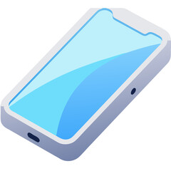 Poster - Isometric illustration of a modern smartphone with a light blue screen