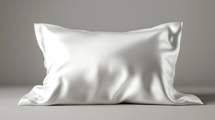 Poster - Smooth white silk pillow isolated on grey background.