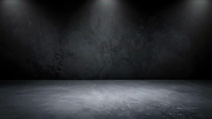 Poster - Empty dark textured stage with spotlight, grunge concrete wall background, abstract studio backdrop for product placement, product showcase