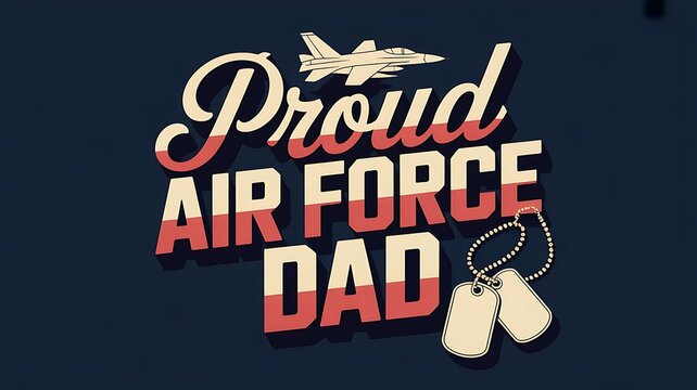 banner design with Proud Air Force Dad  text in bold, patriotic colors against dark background, created with generative ai