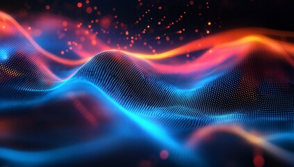 Poster - Abstract digital waves of light. Dynamic energy patterns. Background effects. Suitable for presentations