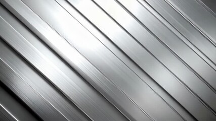 Poster - Silver aluminum metal planks arranged diagonally with a bright reflective quality for modern industrial designs and textured backdrops
