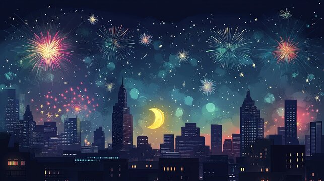 A New Year Celebration Banner Background With Fireworks