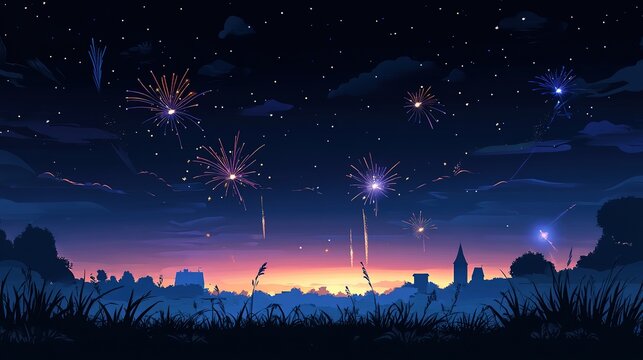 A New Year Celebration Banner Background With Fireworks