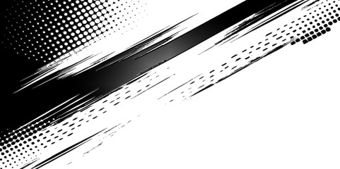 Aufkleber -  black and white abstract grunge background featuring halftone patterns and brush stroke textures.