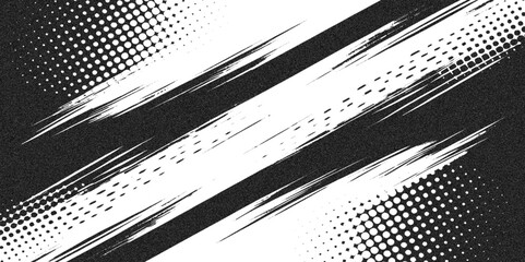 Aufkleber -  black and white abstract grunge background featuring halftone patterns and brush stroke textures.