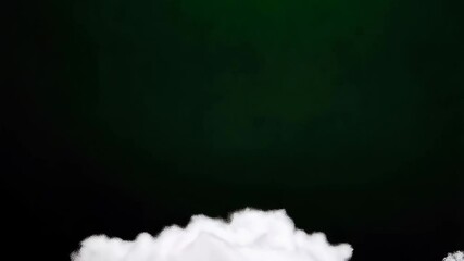 Poster - Fluffy white clouds against a dark green background. Dreamy sky with soft shapes creating a calm and serene atmosphere in the environment.