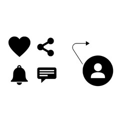 Fototapete - Social media like share notification comment profile user interface vector design element graphic icon set
