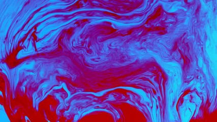 Poster - Abstract fluid art with swirling red and blue paint creates a mesmerizing background