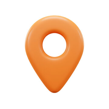 Orange Location Pin 3D Rendered Icon on White Background
