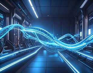 Aufkleber - Abstract Digital Network Firefly-Inspired Data Flow Visualization