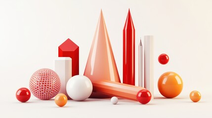 Poster - A Captivating Display of Geometric Shapes and Vibrant Colors on a Clean Background