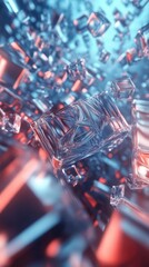 Poster - A captivating exploration of geometric crystal fragments, showcasing light dispersion and complex forms