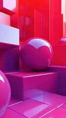 Poster - Abstract Composition of Spheres and Rectangular Forms in Vivid Gradient Colors