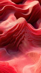 Poster - Abstract crimson landscape, vibrant textures and fluid waves of color depth