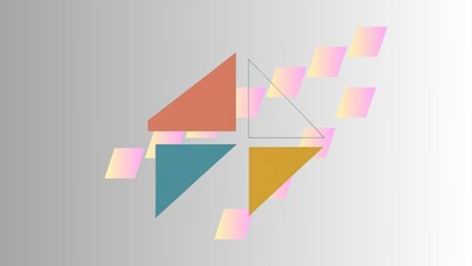 Aufkleber - Abstract geometric art design with colorful triangles and gradient shapes on grey background 