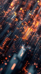 Poster - Abstract digital cityscape with luminous blocks evoking technological advancement