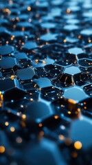 Poster - Abstract hexagonal mosaic pattern with soft light reflections and dark accents