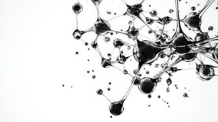 Poster - Abstract interconnectedness depicting a network of glass spheres on a white background